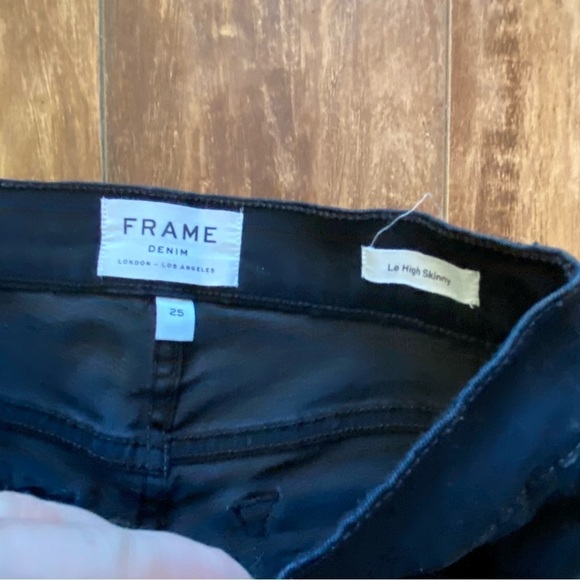 Frame Le High Skinny Raw Stagger Jeans High Rise Skinny Raw Jagged Hem Jeans 25 - Picture 5 of 9